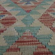 Tapis traditionnel oriental Kilim fait à la main laine beige géométrique Kilim- 60x89cm