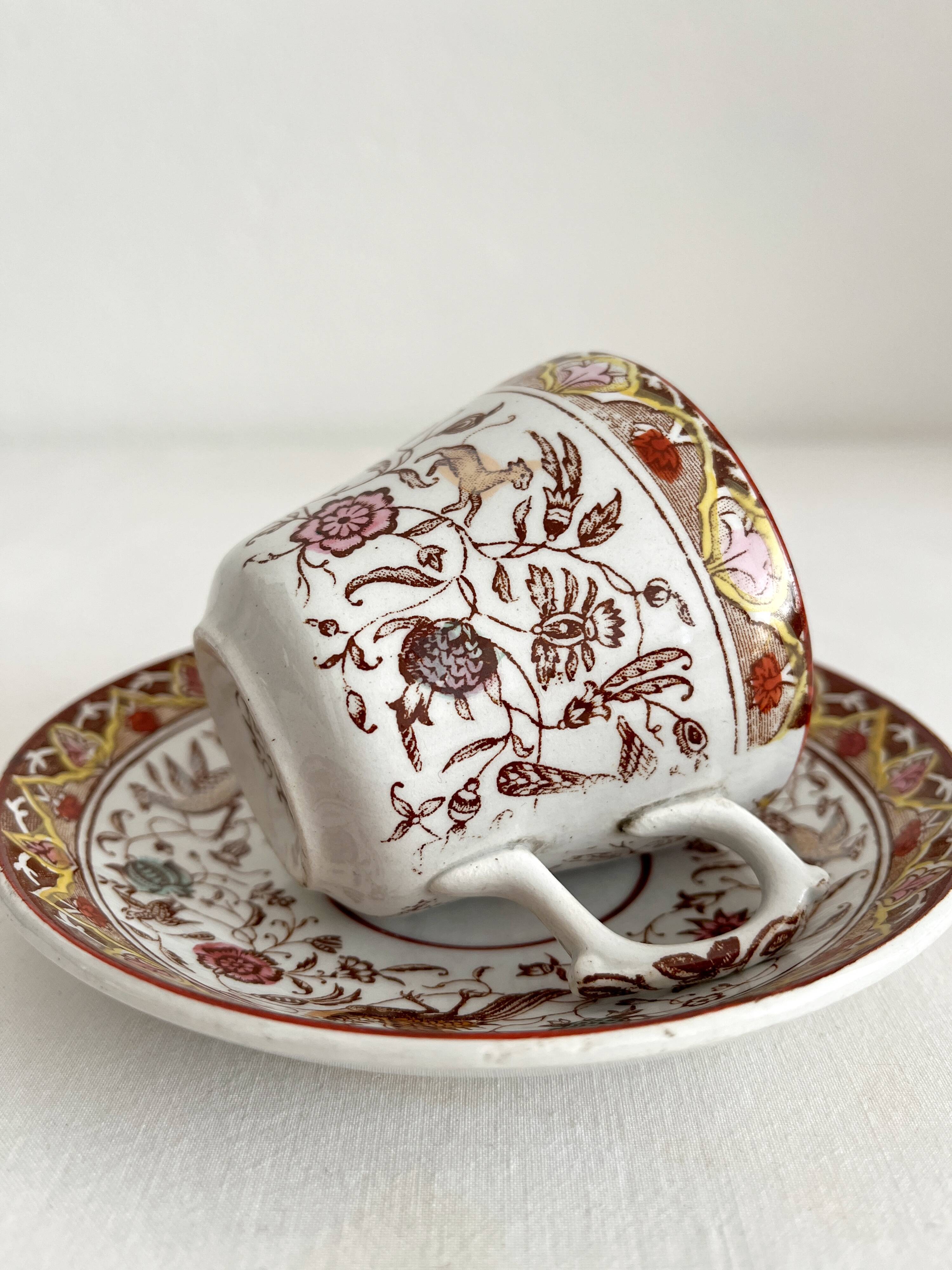 Choisy le Roi polychrome ironstone coffee cup