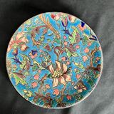 Longwy, small enamel plate with floral decoration, 19th century
