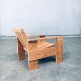 The Stijl Movement Dutch Pine Crate Chair attributed to Gerrit Rietveld, 1960s