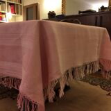 Old damask pink tablecloth