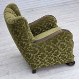 1950s, Danish relax chair. Furniture velour, oak wood,