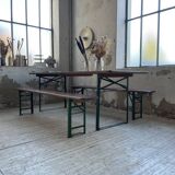 Guinguette table and its 2 benches