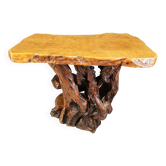 Travail Populaire Burl Root Wood Console, Italy, 1960s