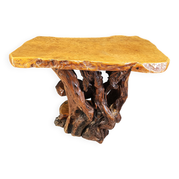 Travail Populaire Burl Root Wood Console, Italy, 1960s
