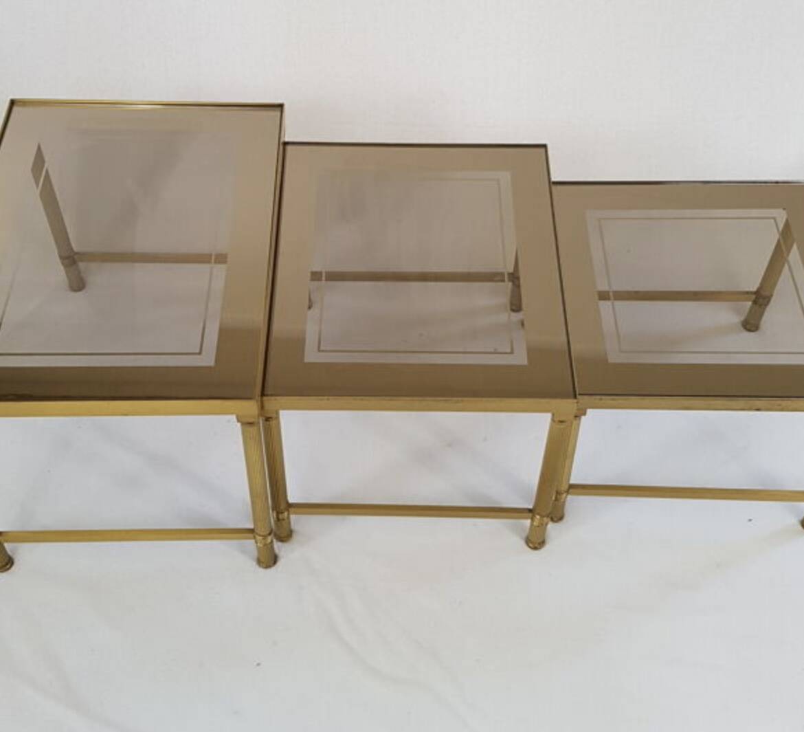 Vintage 70s brass nesting table