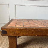 Oak and ceramic coffee table from the mid-20th century.