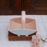 Vintage pink and blue ceramic basket vase