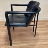 "Leolux" designer leather and metal armchair.