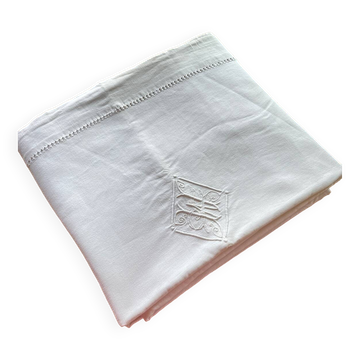 Large antique monogrammed flat sheet