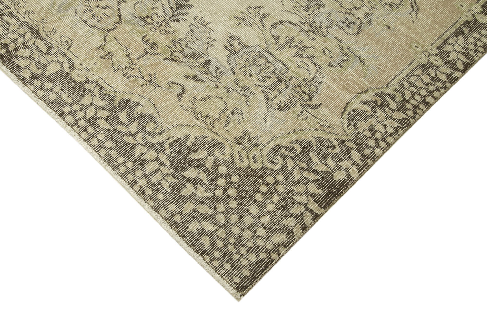 Handmade antique oriental beige rug 177 cm x 276 cm