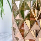 Vintage glass vase with geometric pattern in rose gold gradient