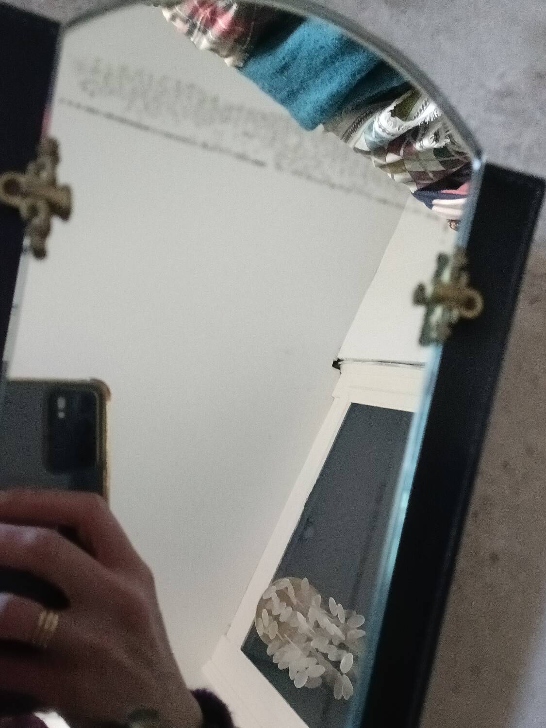 Art Deco leather and bronze mirror