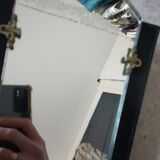 Art Deco leather and bronze mirror