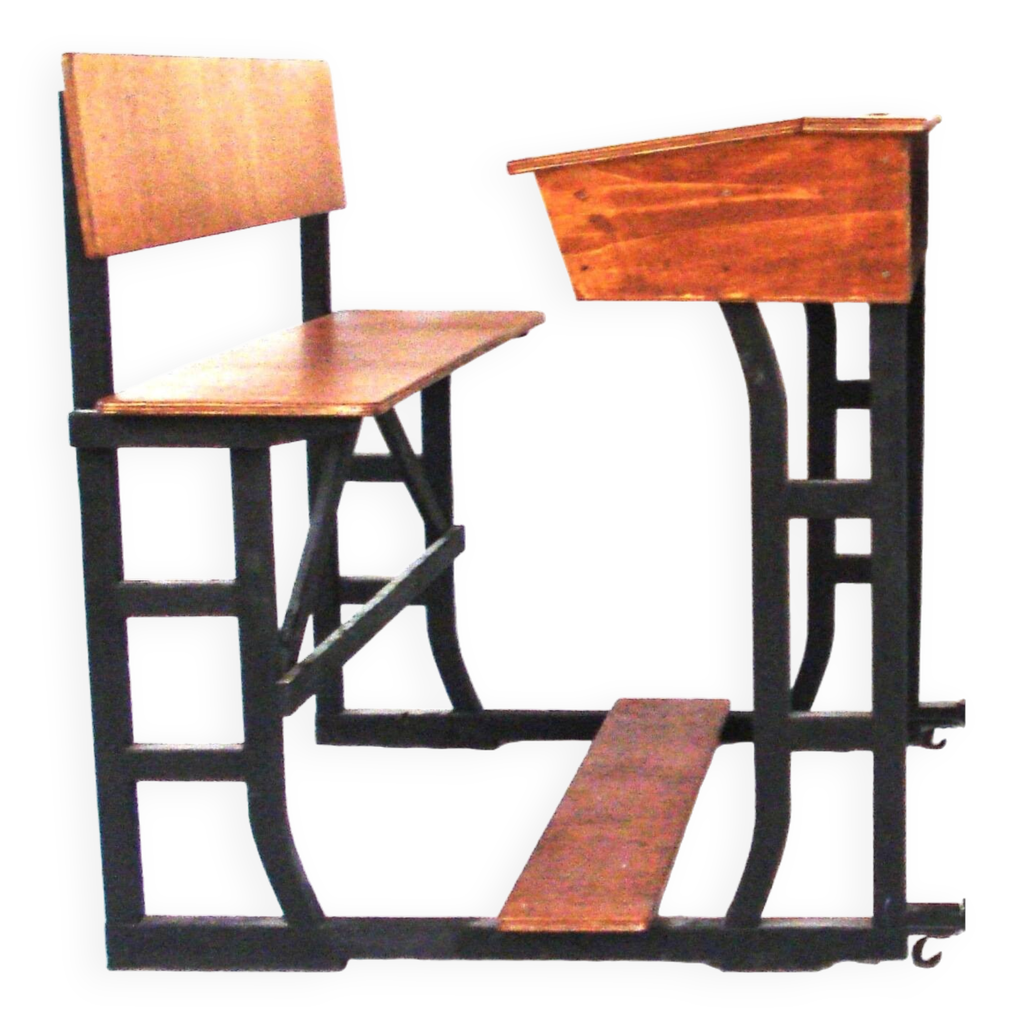 Large wooden school desk on wheels with desk flap, great for catering or the office