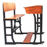 Large wooden school desk on wheels with desk flap, great for catering or the office