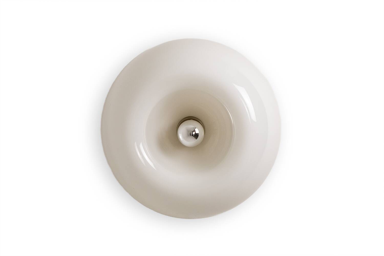 Castiglioni. Paire d’appliques en verre opalin. 20e siècle.