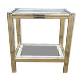 Side table in gold metal and chrome