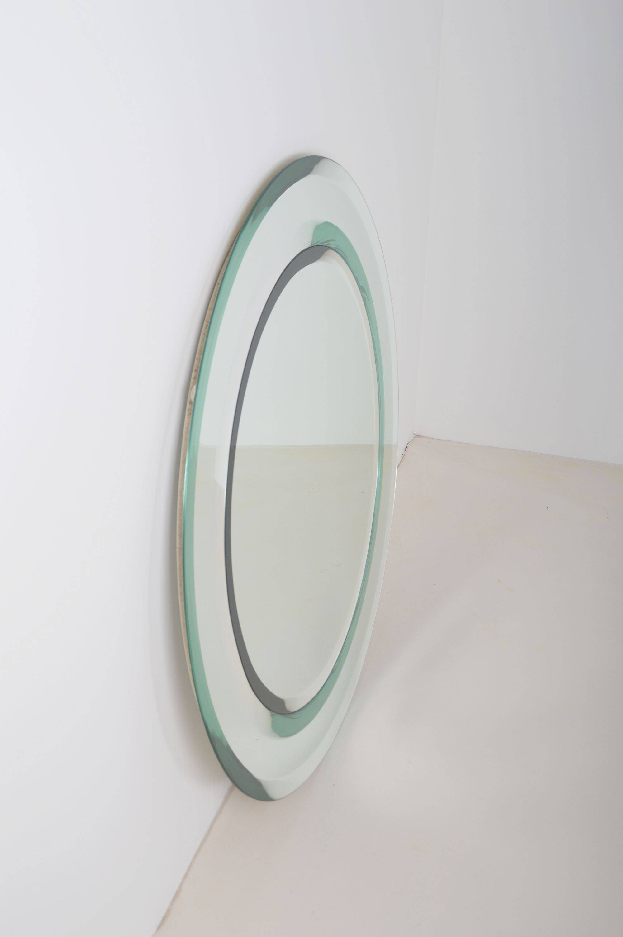 Large vintage mirror with double facet edge