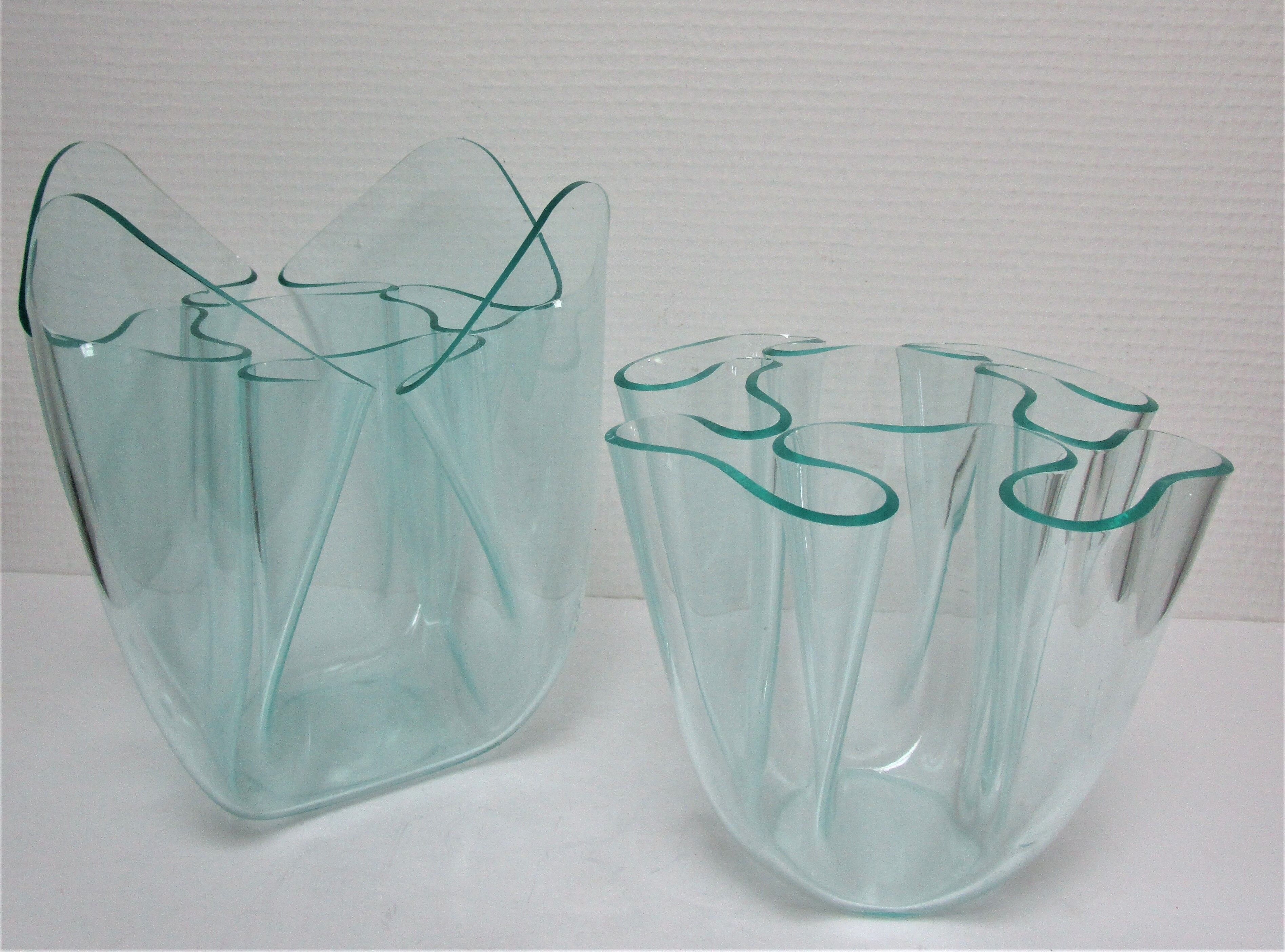 Two vases handkerchiefs Guzzini plexiglass lucite design 70s