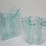 Two vases handkerchiefs Guzzini plexiglass lucite design 70s