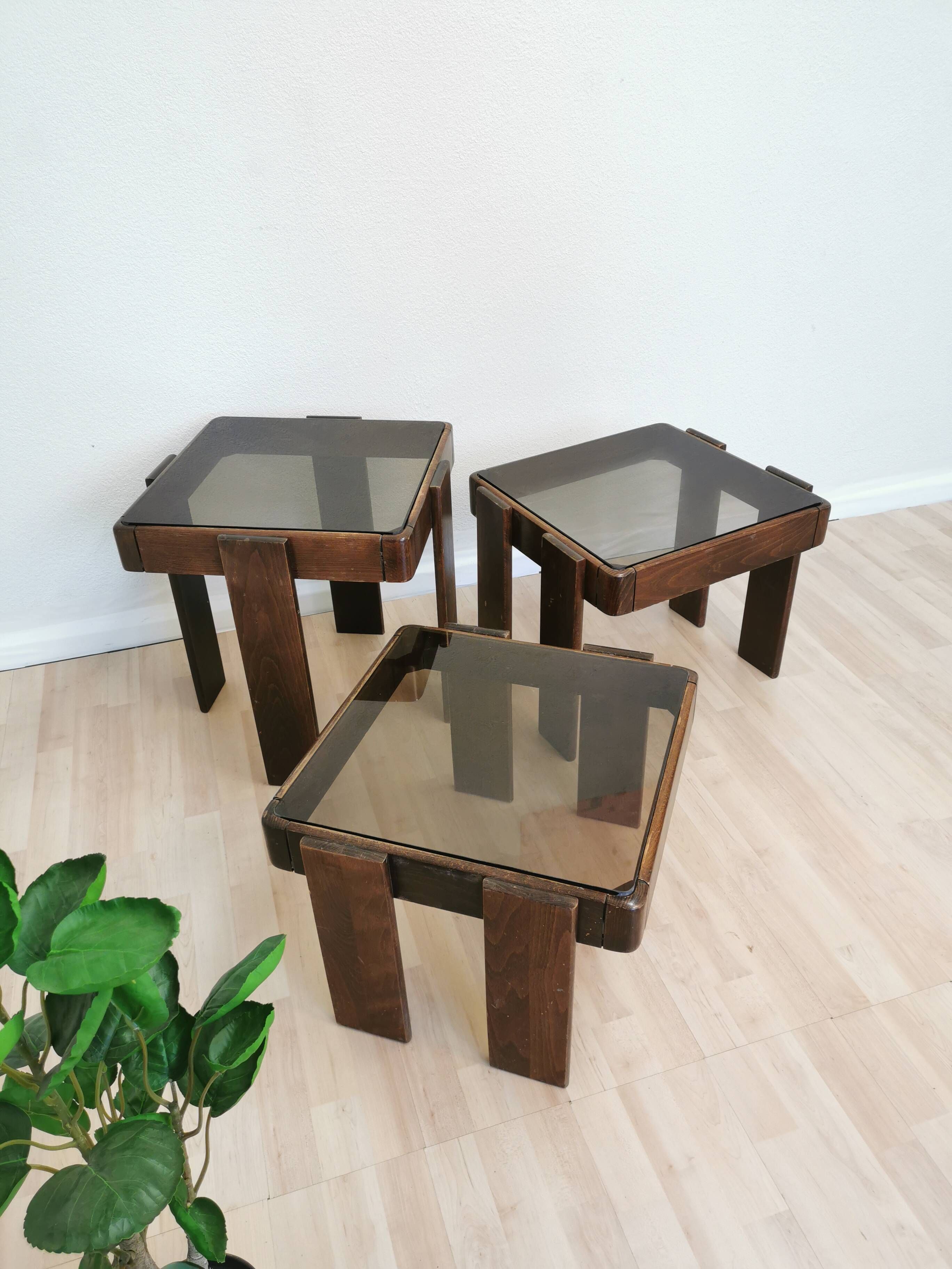 Set of 3 vintage nesting tables / gianfranco frattini for meblo / 1960s / mid-century