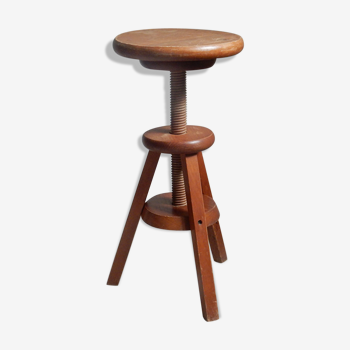 Tabouret à vis en bois