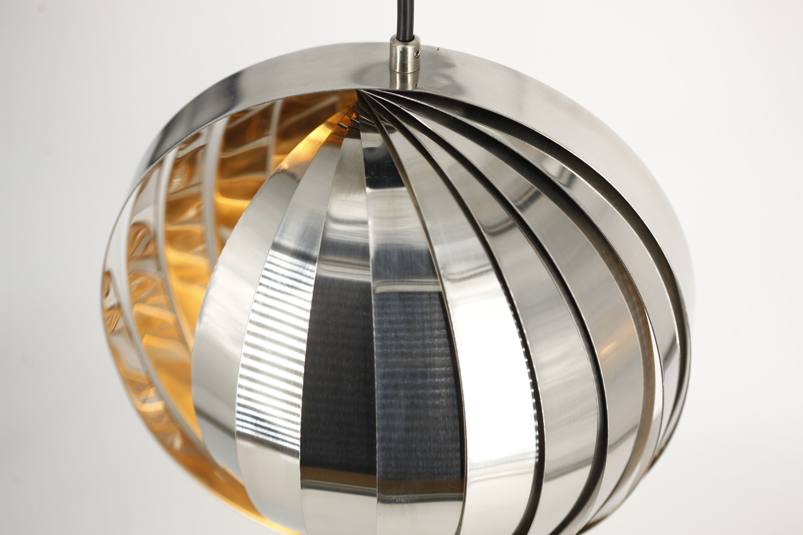 Ceiling lamp moon spiral chrome space age vintage spain 70's