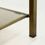 Two Tier Brass and Smoked Glass Coffee Table 1970s