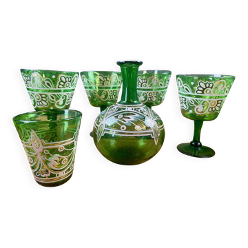 Glass set – signed "School of Painting University of Durang"