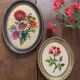 2 oval frames vintage floral embroidery