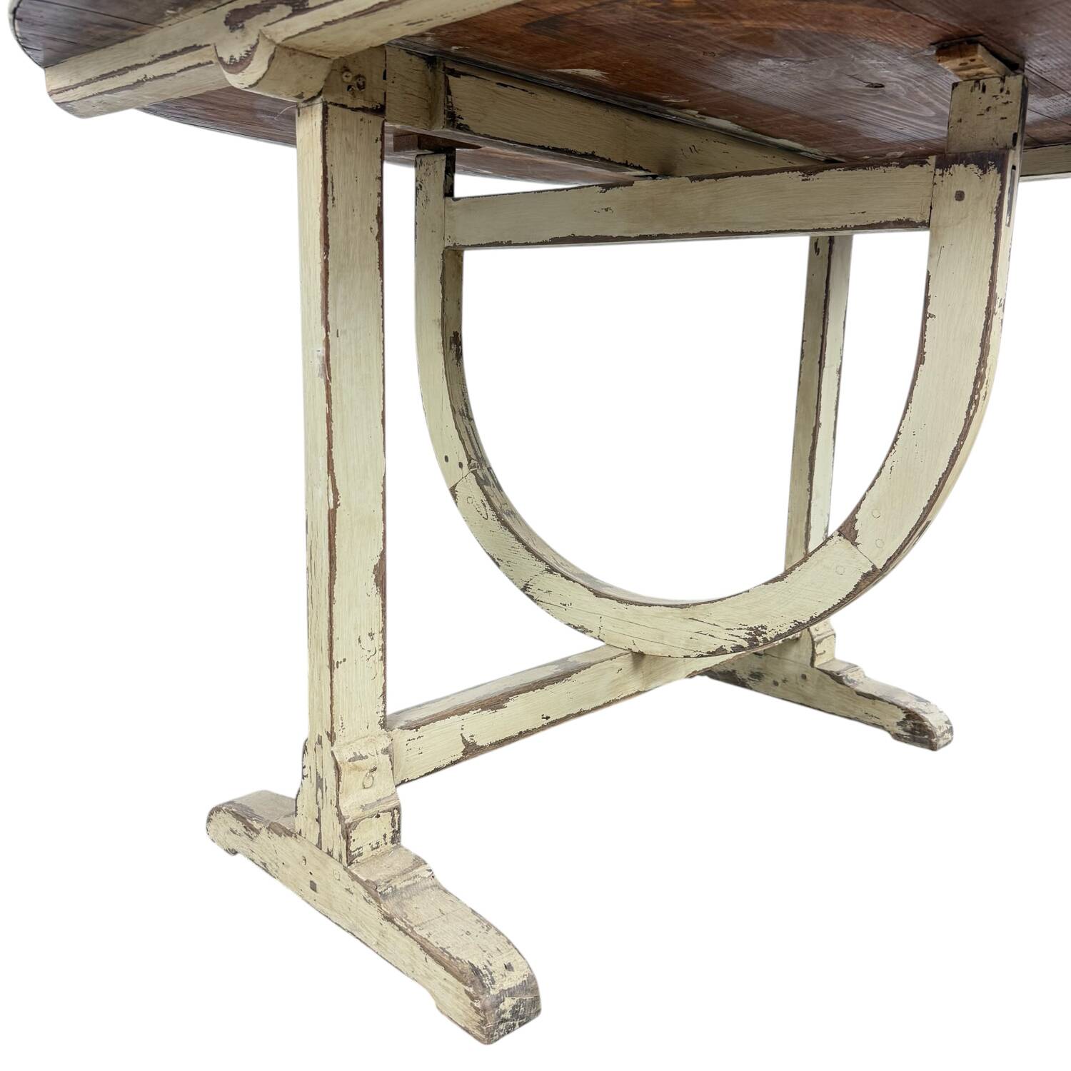 Table à vin pliante antique française avec plateau en métal – Table d'appoint bistro rustique