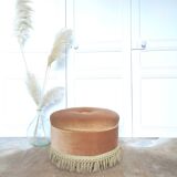 Vintage velvet pouf with fringes