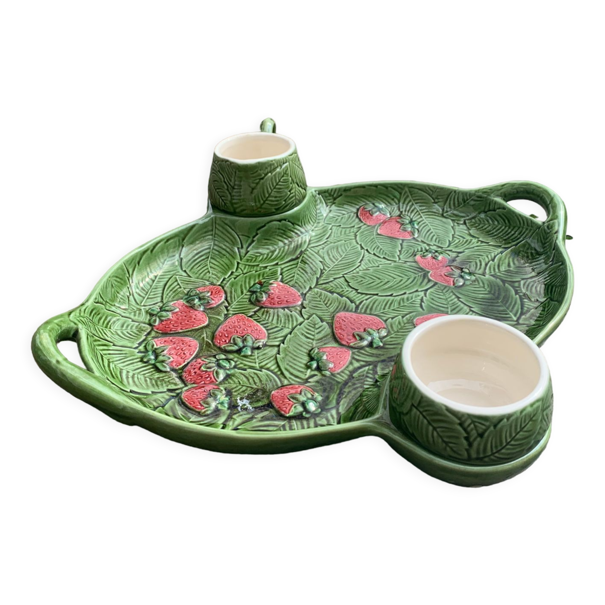 Slurry dish for red fruits, cream pot and vintage sugar bowl