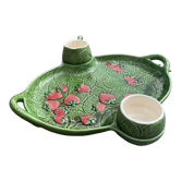 Slurry dish for red fruits, cream pot and vintage sugar bowl