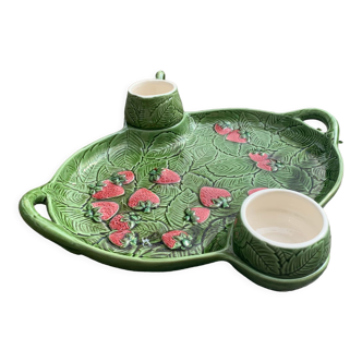 Slurry dish for red fruits, cream pot and vintage sugar bowl