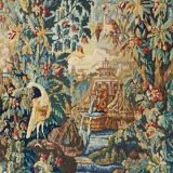 old tapestry with greenery and birds decoration