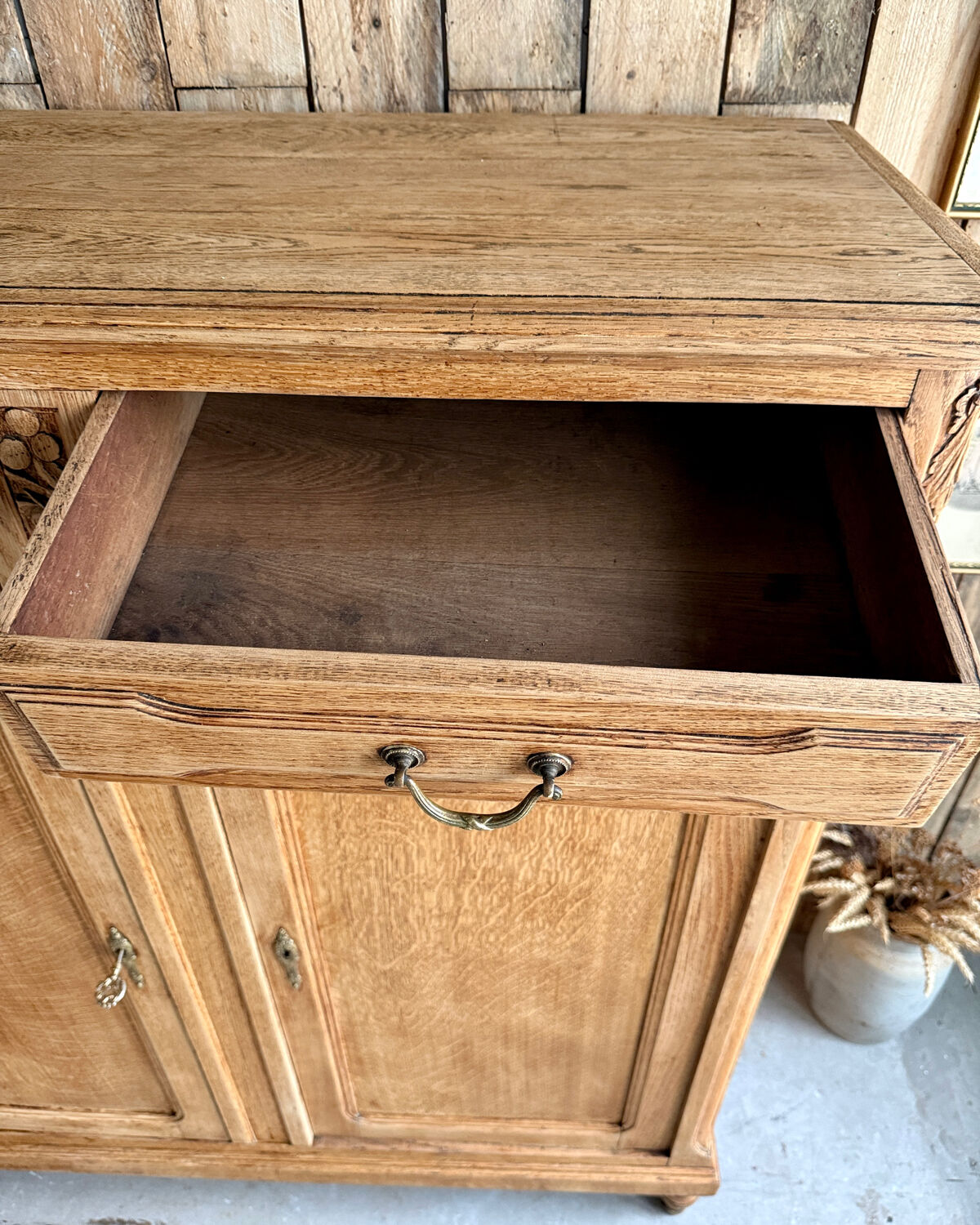Large antique high oak sideboard