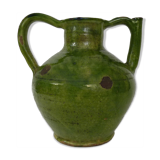 Pitcher pottery in green glazed terracotta, south west of France. XIXth