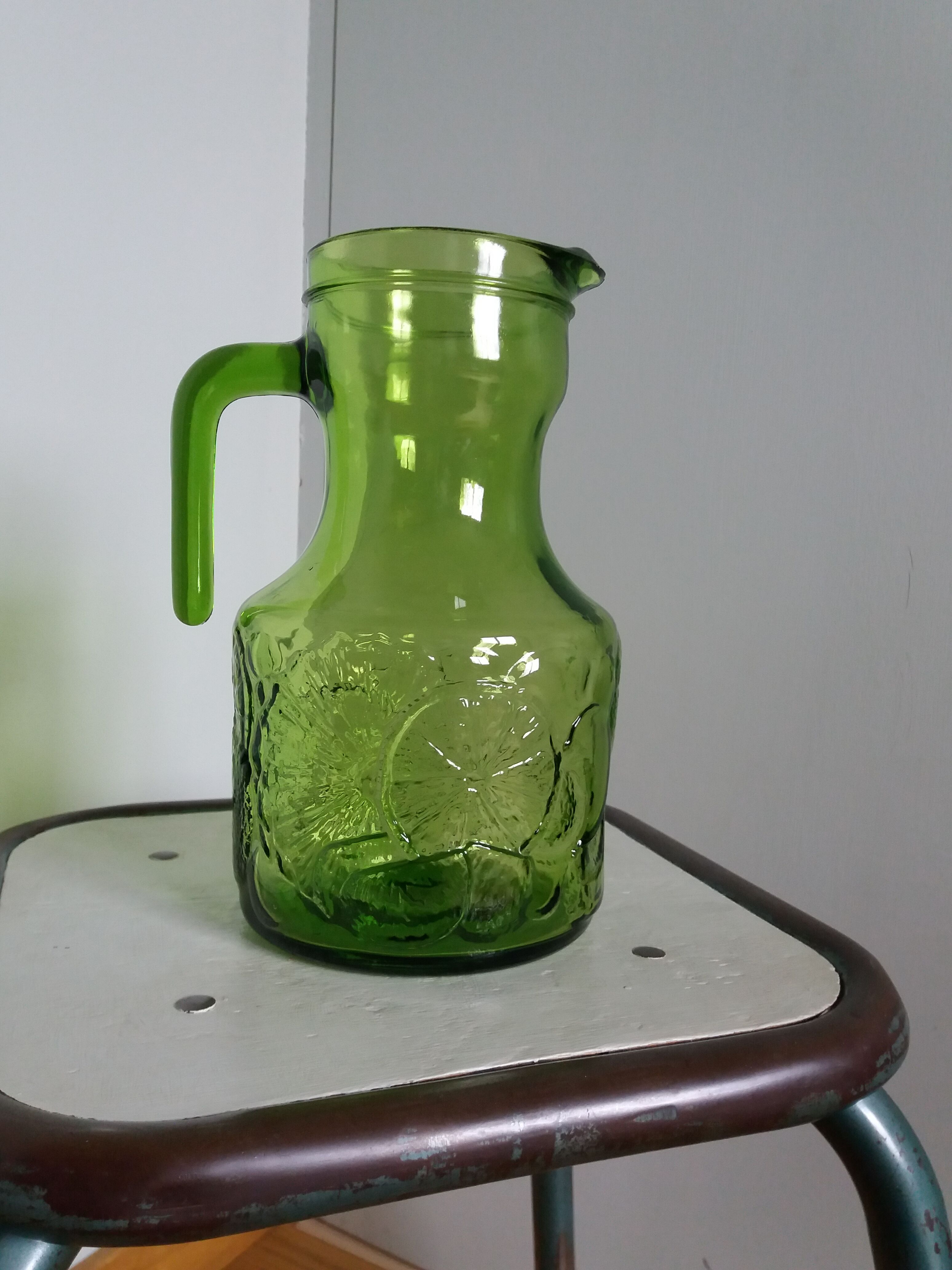 Italian orangeade carafe pitcher in green glass