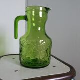 Pichet carafe à orangeade d'Italie en verre vert