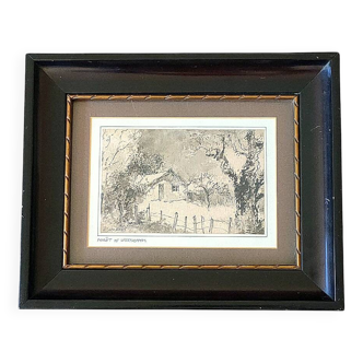 Painting by Gérard ANDRÈS (1930) Watercolored Indian ink Westhoffen Forest