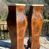 Pair of sleeves or columns in marquetry in the Louis XV style.