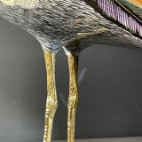 sculpture figurine polychrome porcelain & gilded bronze, Hollywood Regency,