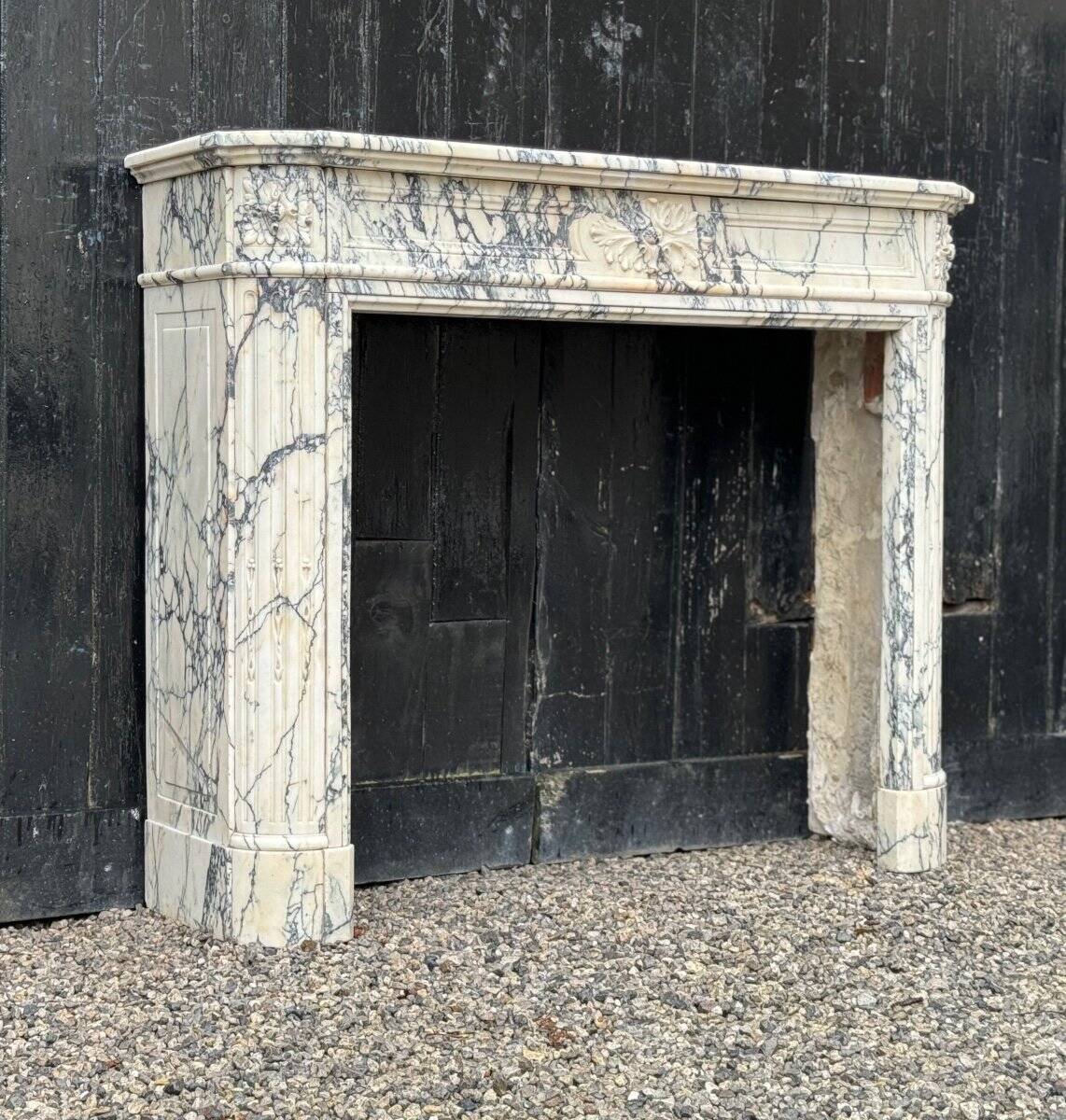 Louis XVI Style Fireplace In Violet Breccia Marble Circa 1880