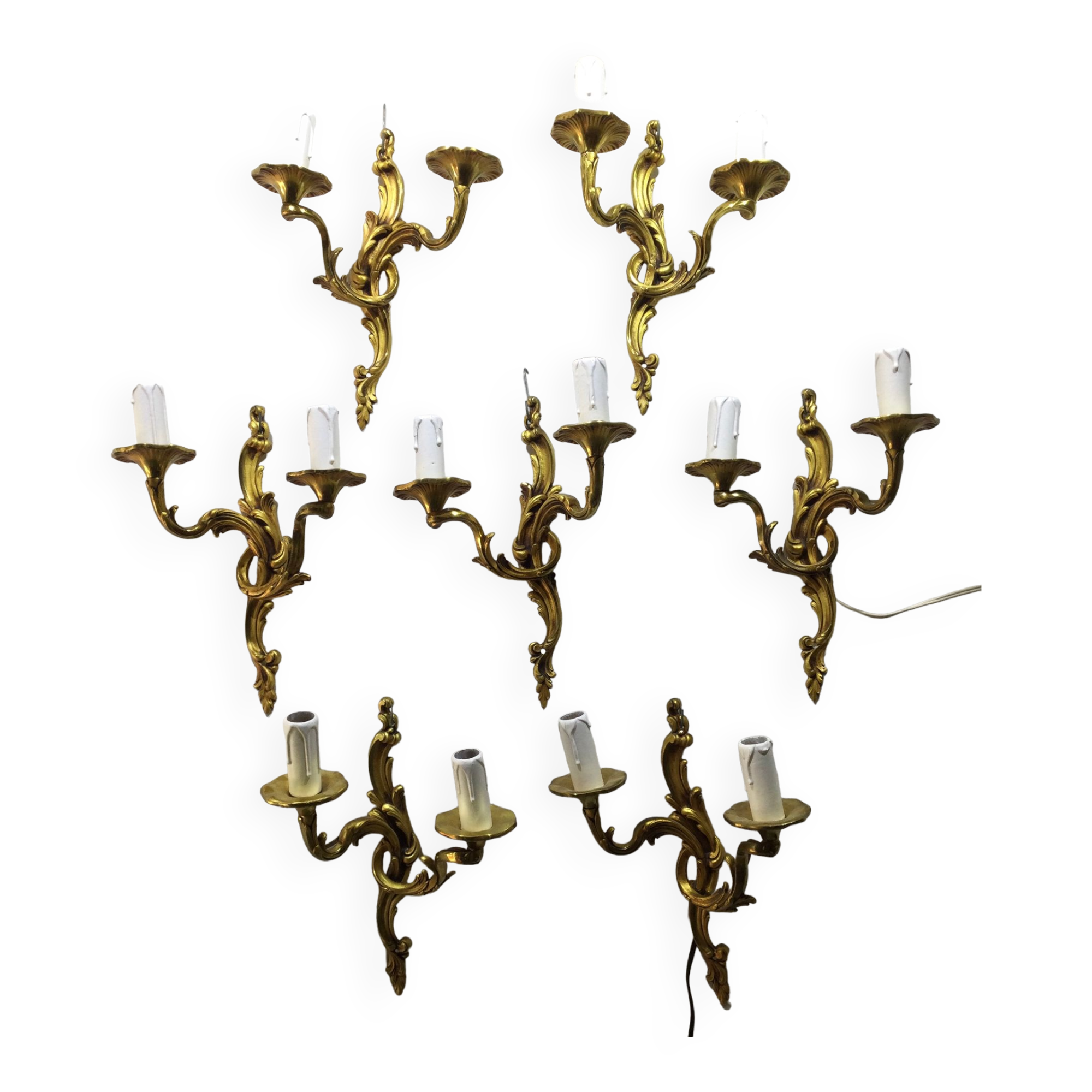 7 Bronze Wall Lamps 2 lights