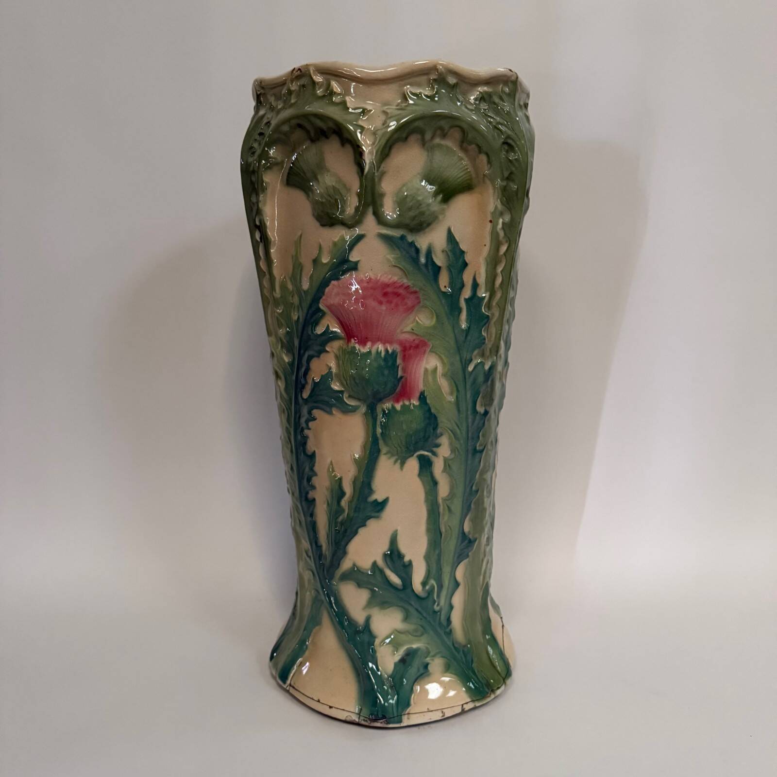 1900 Art Nouveau slip umbrella stand with thistle decoration