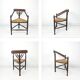 Chaise d’angle vintage antique à trois pieds en bois massif avec assise en
