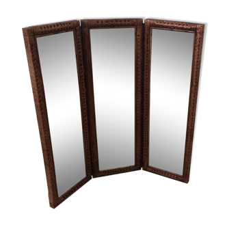 Triptych of rattan mirrors 63x63cm
