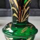 Glassware vase from Monaco/Monte Carlo, stamped with the Crown emblem. In emerald green blown glass, gold ears of wheat patterns. Size 25 x 15 cm